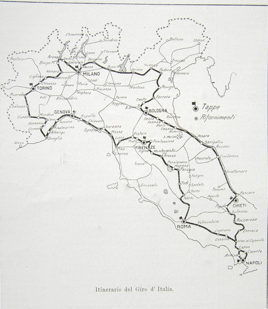 il percorso ufficiale del primo Giro d'Italia